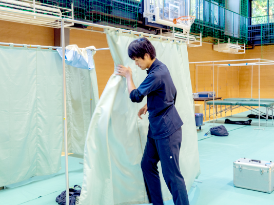 巡回健診の現場設営の様子