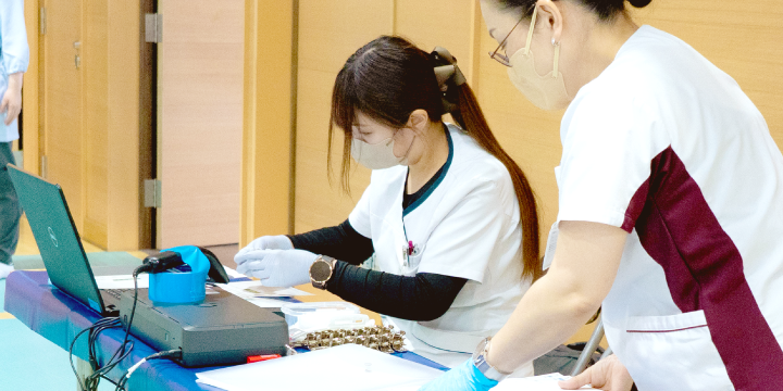 巡回健診 受付の様子